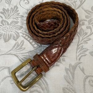 TRESSE ALAMAIN Belt Braided Leather Cognac Brown Sz 32 Equestrian Ranch Southern